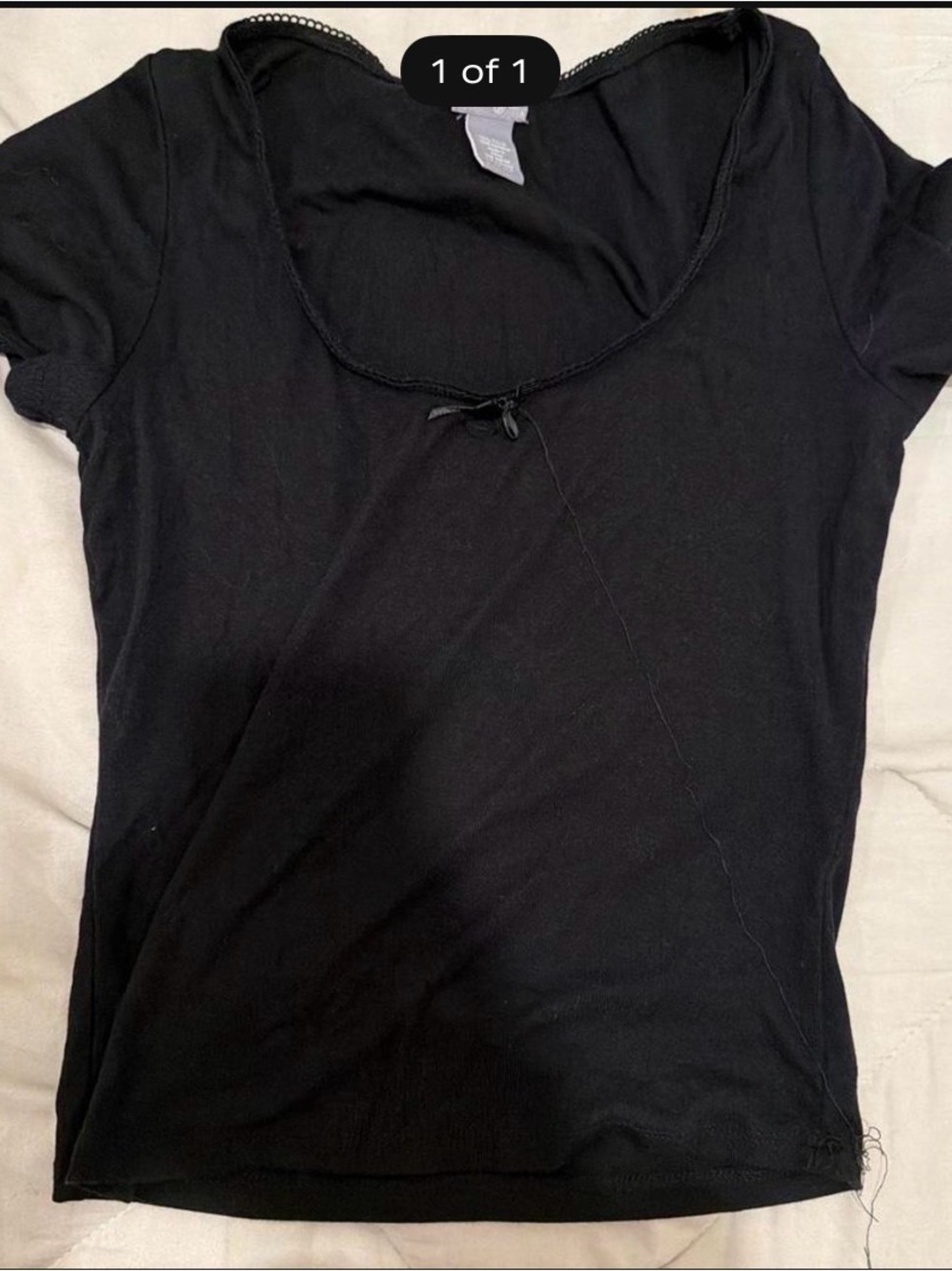 Tilly's Black Short Sleeve Scoop Neck Crop Top with Bow